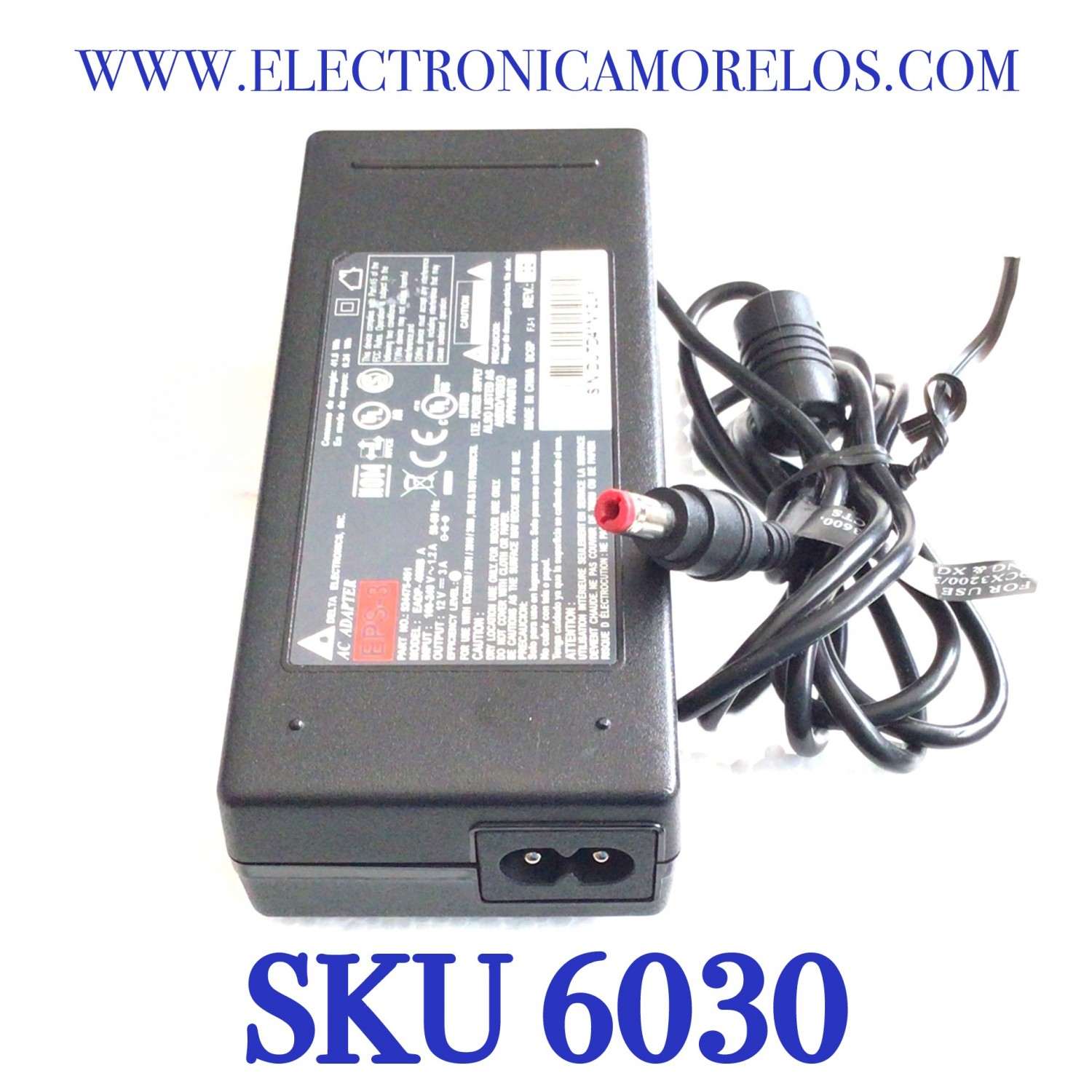 CARGADOR / ADAPTADOR DE FUENTE DE ALIMENTACION DELTA ELECTRONICS VCA-VCD / NUMERO DE PARTE 524475-051 / EPS-3 / ENTRADA VCA 100-240V~ 1.2A 50-60HZ  / SALIDA VCD 12V 3A / MODELO EADP-40MB A 